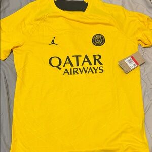 Jordan Paris Saint-Germain Yellow Soccer Jersey with Black Logo